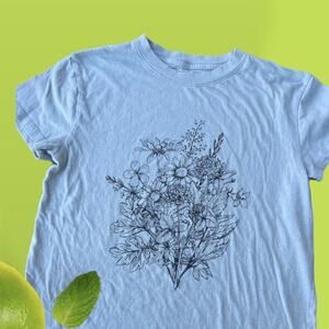 Fifth Sun floral T-shirt short sleeve, mint green,  women's size XS